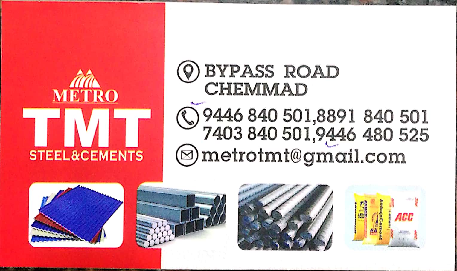 TMT Steel and cements chemmad